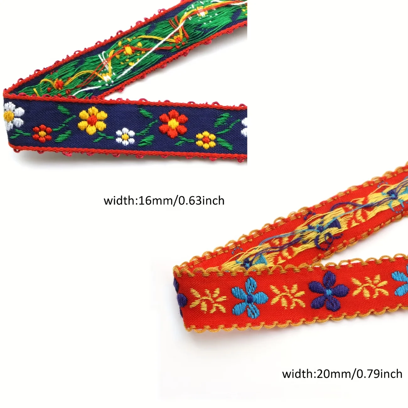 10 Yard  20mm Wide Floral Jacquard Ribbon Flower Embroidered Polyester Woven Webbing Tape for DIY Sewing Crafts，Clothing