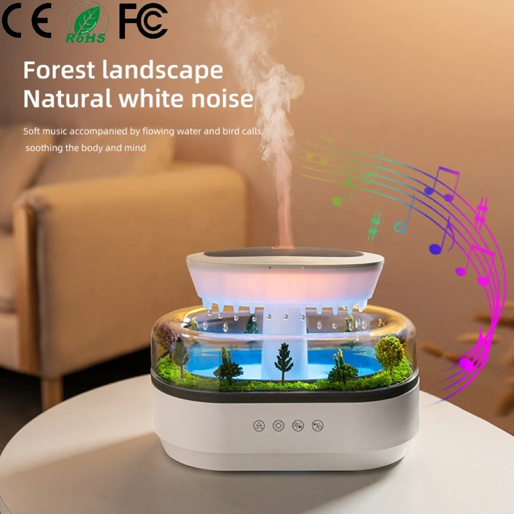 

Wholesale Raindrop Aroma Diffuser with Music and LED Light Ultrasonic Essential Oil Humidifier