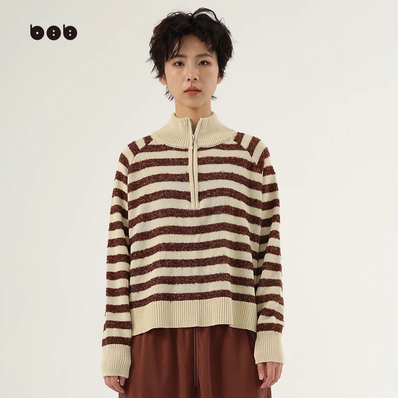 

Original Design Women's Hoodie Stripe Pattern Stand Collar Long Sve Street Sle Autumn New Arrival Comfortable Pullover