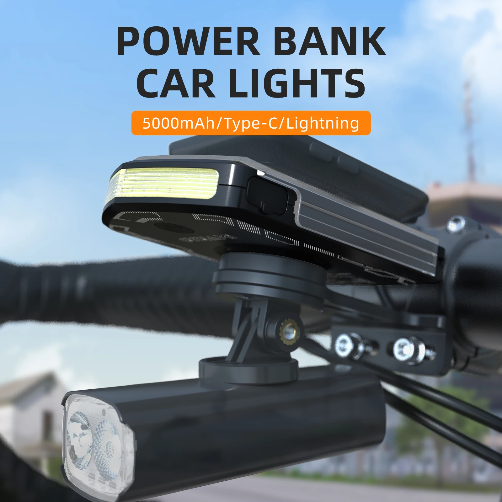 CYCLAMI Daytime Ultralight 5000 mAh Bike Front Lamp Hanging Version Cycling Flashlight Emergency Bicycle Headlight Light