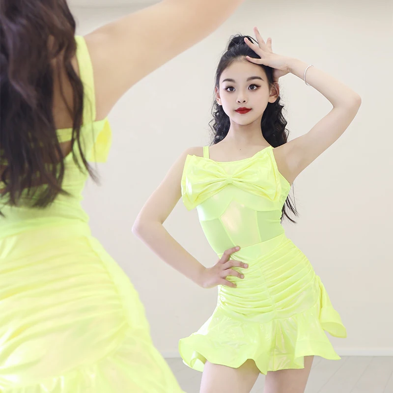 Child Ballroom Latin Dance DressTango Girls Rumba Samba Standard Latin Practice Dress Dance Competition Dresses Kid Dance Skirt
