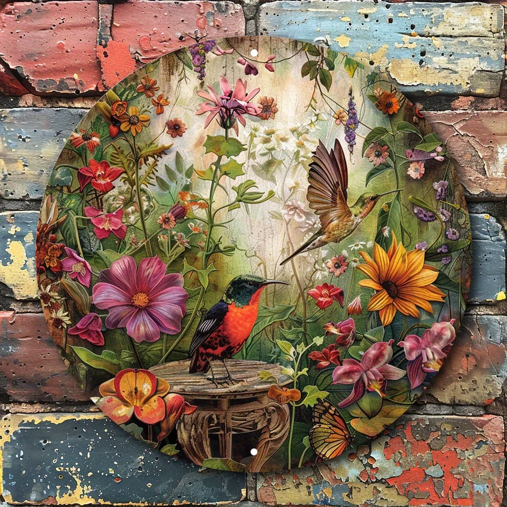 Elegant Rustic Aluminum Wall Art - Flowering Oasis Design, Perfect for Home & Office Decor, Ideal for Anniversaries, Weddings, B