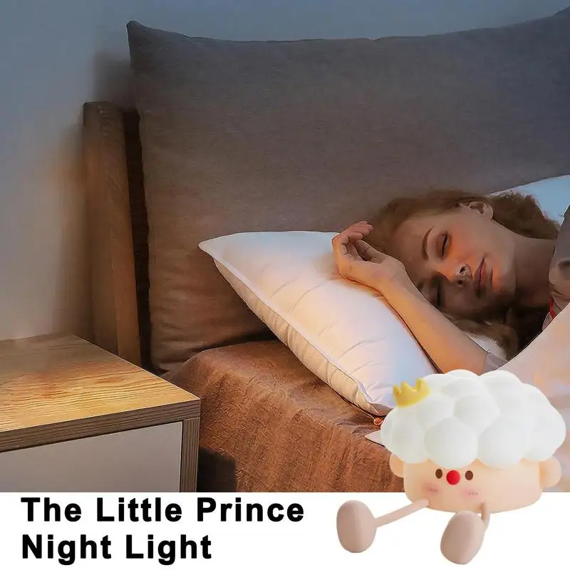 

Clap Silicone Lamp 3 Levels Dimmable Bedside Touch Lamp Cute Prince Lamp Dimmable Light Cartoon Bedroom Atmosphere Light