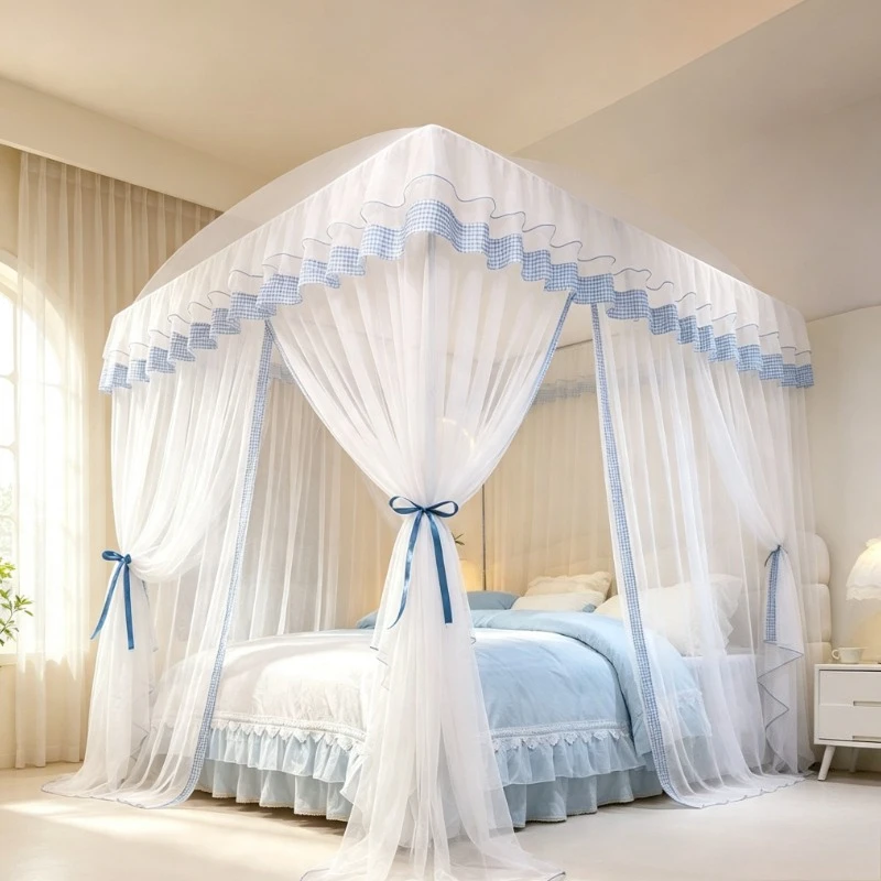 360° Full Enclosure Mosquito Net Palace Style Floor-Length Bed Canopy for Bedroom Home Decor