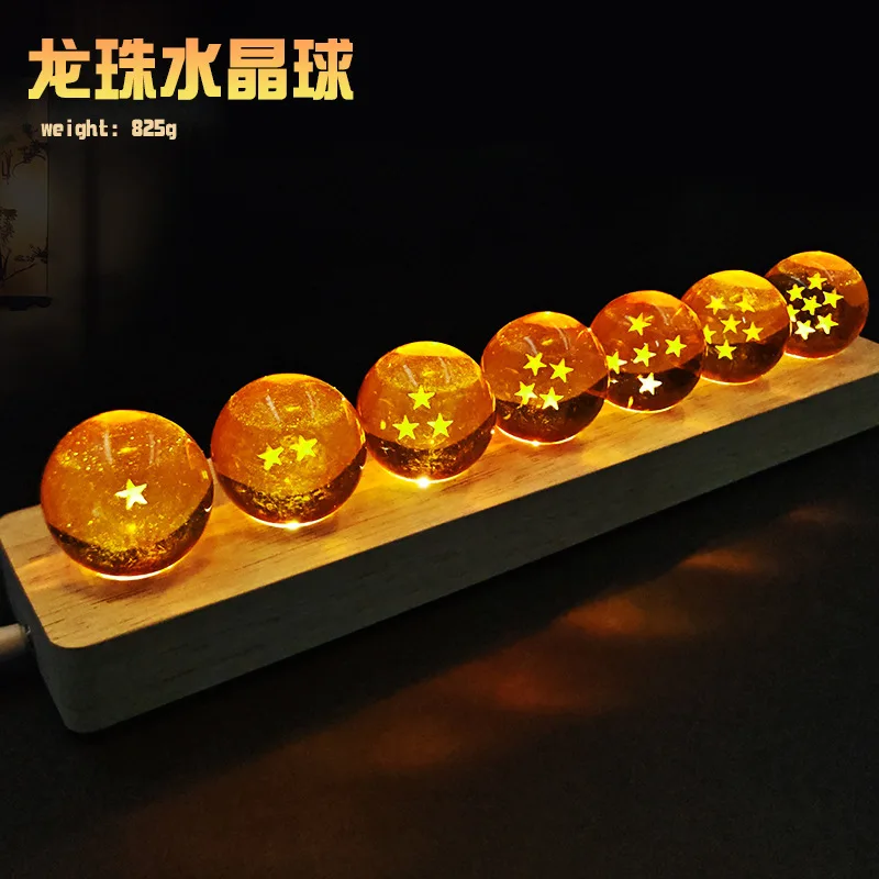 2026 Neue Dragon Ball Z Animation 1-7 Stern Kristallkugel LED Holzlampenständer Nachtlicht Gelbe Kristallkugel Schreibtisch-Ornamente Spielzeug