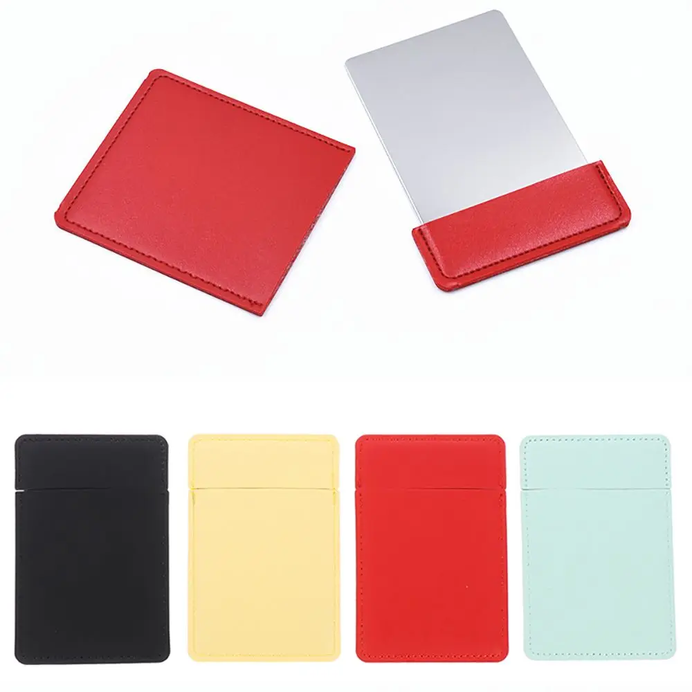 Espejo rectangular portátil de cuero PU, herramientas cosméticas plegables, espejo de tocador, Espejos de maquillaje, espejo de bolsillo, 6 colores