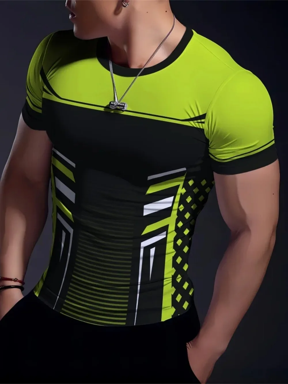 

3D Printed Men's Sports T-shirt Summer Daily Casual Men's Short-sleeved Top Outdoor Fashion Men's Lightweight Breathable T-shirt