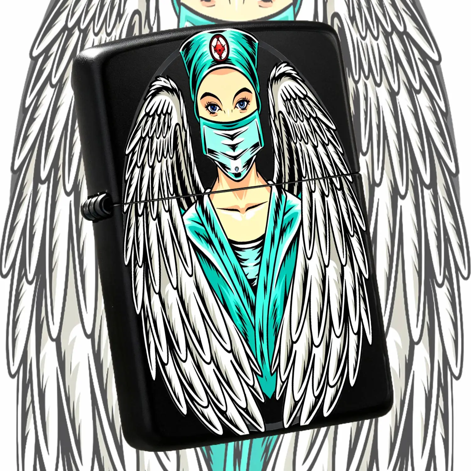 Vivid Medical Angel Pattern Pocket Lighter, Creative Themed Decor Accessory, Portable Multi-Scenario Daily Use Item, Exquisite Souvenir Gift For Healthcare Workers, Stylish Durable Compact Carry On Tool For All Occasion A Humorous And Inter