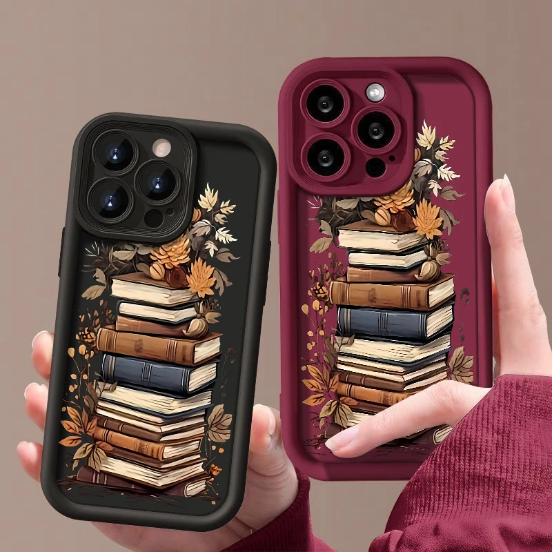 Custodia per telefono modello libri vintage per iPhone 17 Air 16 Pro 15 14 12 13 Pro Max 16e 11 Cover morbida in silicone per iPhone 15 16 Plus