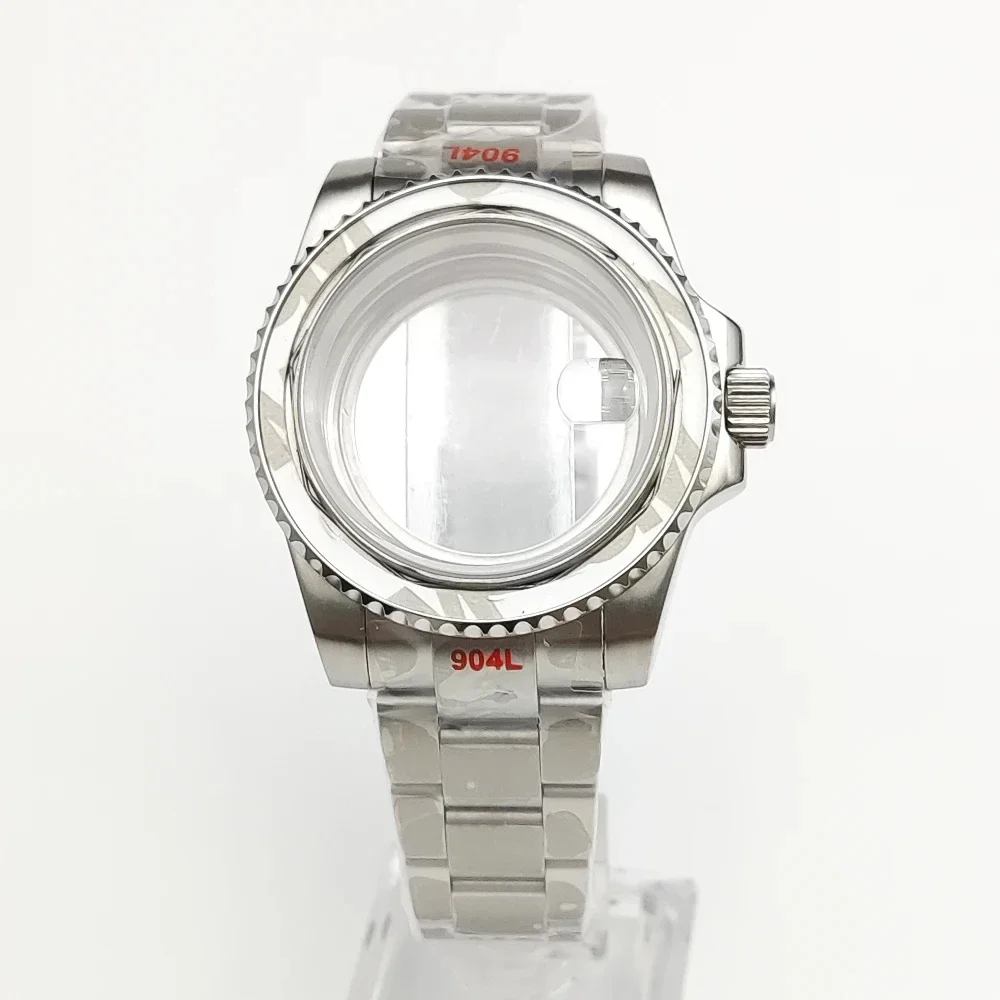 40mm Stainless Steel Watch Case Transparent Cover + Strap for NH35 NH36 MINGZHUDG2813 3804 Miyota8205 8215 821A Movement Watch