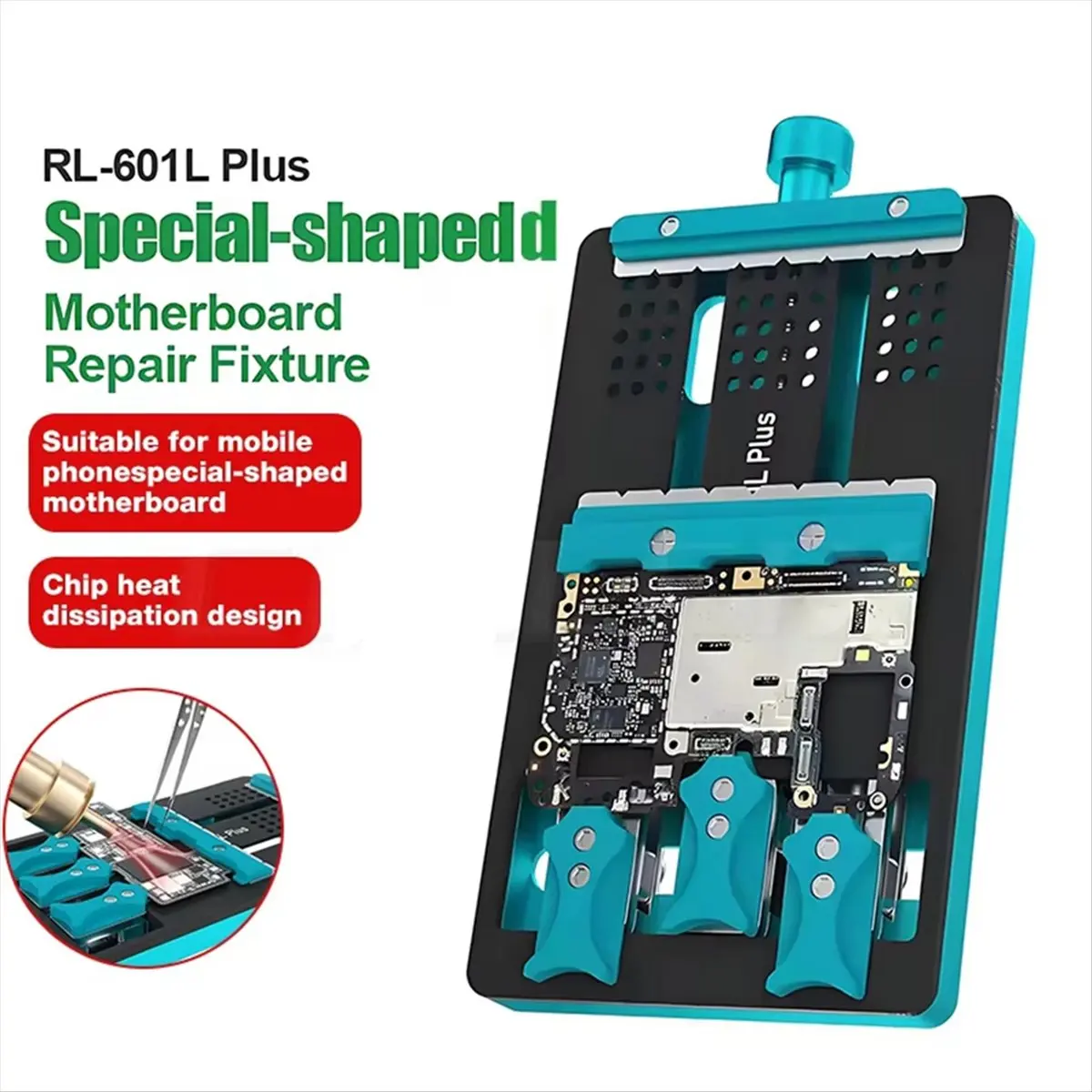 

RL-601L PLUS Универсальное крепление для материнской платы с двойным слотом, микросхема для телефона, BGA PCB, держатель для материнской платы, инструменты для ремонта-A50M