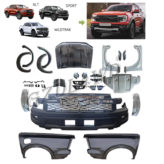 Car Upgrade Body Kit For Ranger T9 2023 XLT sport wiltrack Upgrade To Raptor Modification Facelift Parts