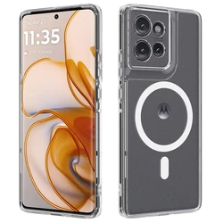 For Moto Edge 50 Case Magnetic Shockproof Transparent Soft TPU+ Hard PC Wireless Charging Cover For Motorola Edge 50