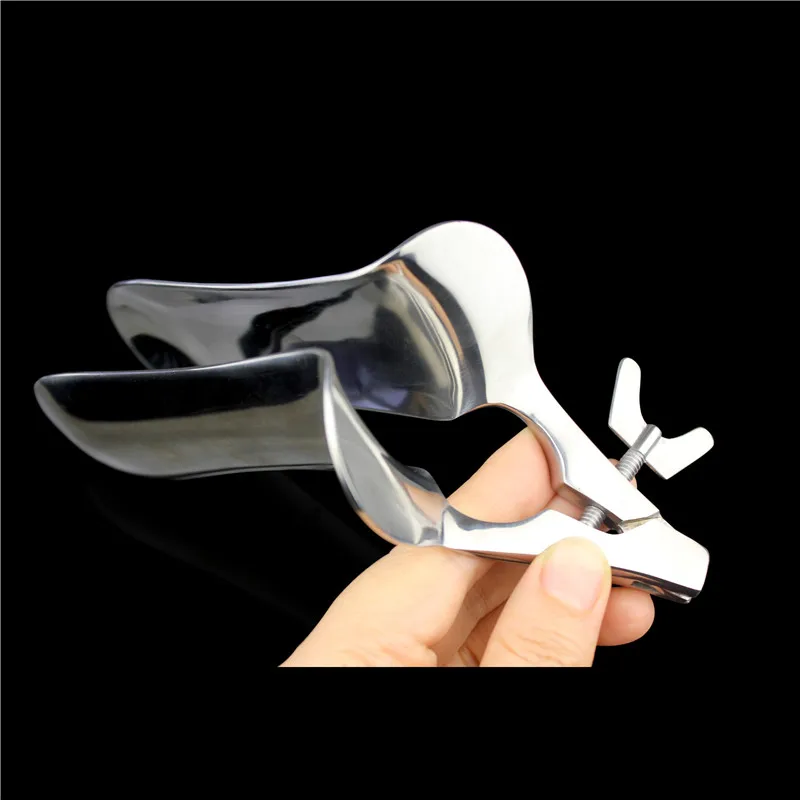 مهبل جنسي كبير برأس مسطح يوسع مهبلًا محليًا منقار البط من الفولاذ المقاوم للصدأ موسع المهبل فحص القصر