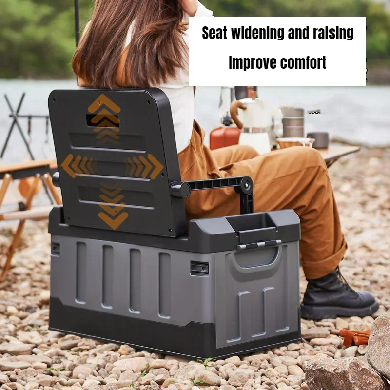 Outdoor Storage Box 60L Folding Seats Trunk Organizer Auto Trunk Box for Camping Accessories for Vehicles Car Supplies