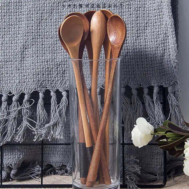 Wooden Spoon Fork Bamboo Kitchen Cooking Utensil Tools Bamboo Kitchen Cooking Dining Soup Tea Honey Coffee Utensil Tools