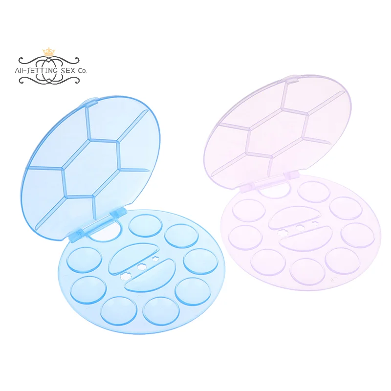 Nail Art Color Palette with Display Stand Manicure Tool Plastic UV Gel Polish Holder DIY Drawing Paint Dish