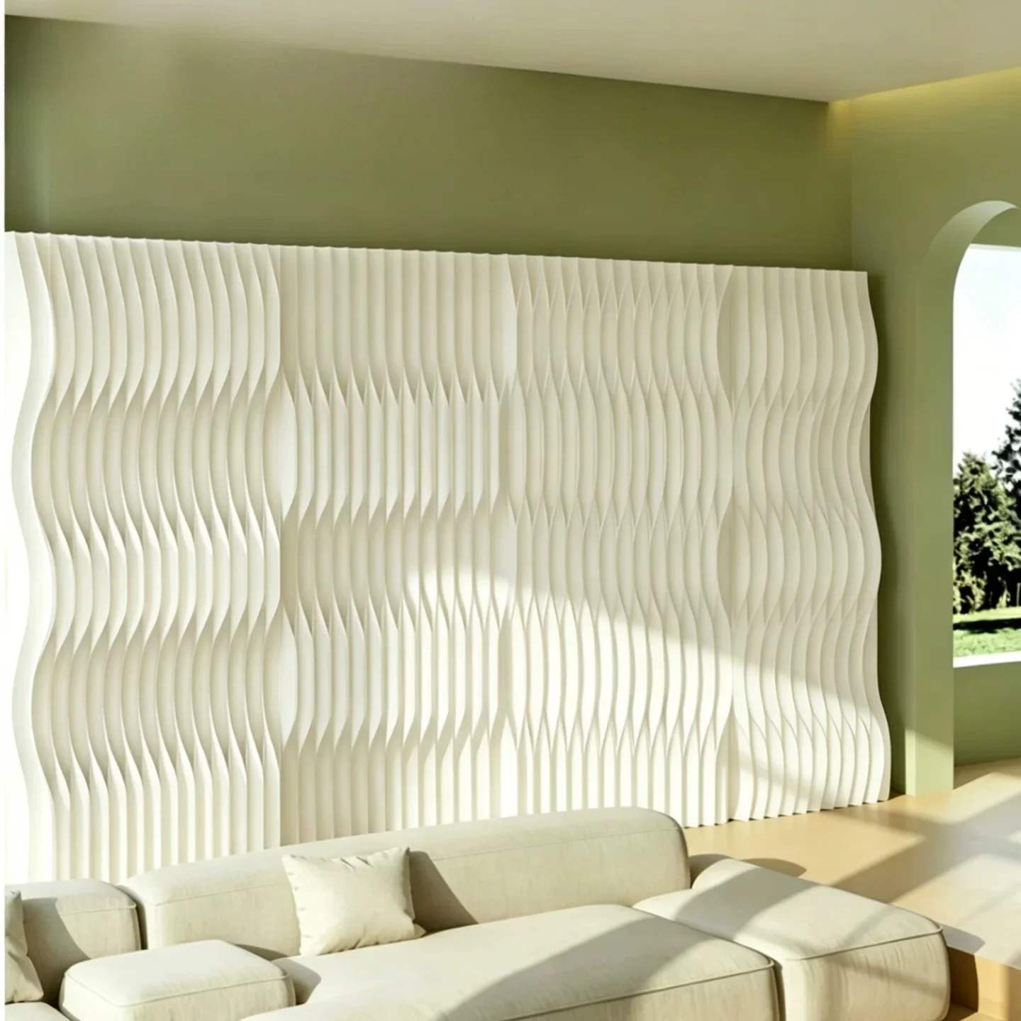 Folding Paper screen partition beauty salon live stream clothing store wave background wall office mobile false wall baffle