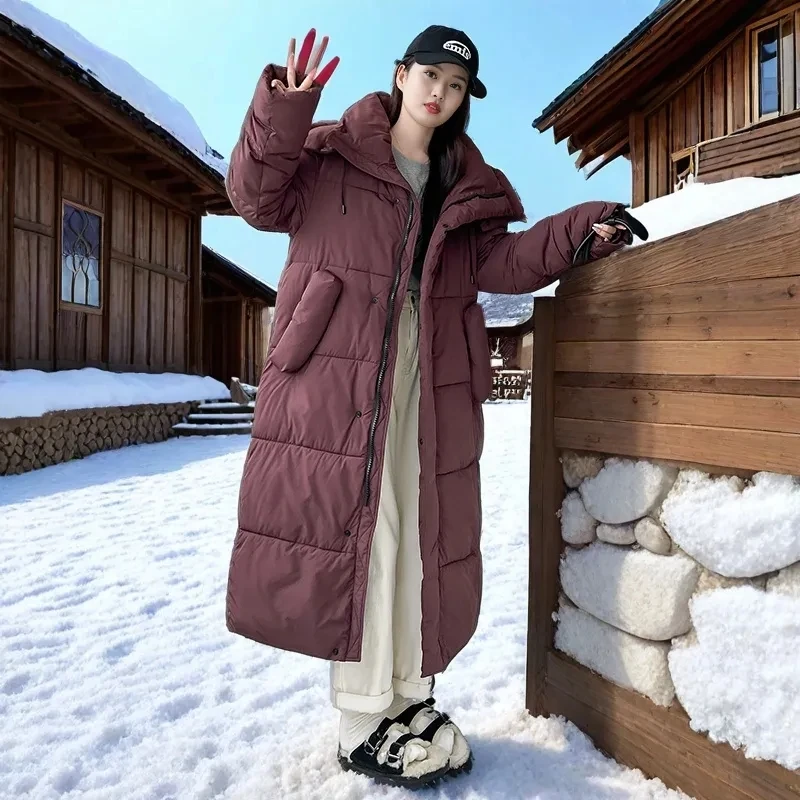 Winter Jacket 2023 Korean Women Parka Big Fur Collar Hooded Thick Warm Long Female Coat Casual Outwear Down Cotton Jacket Parkas