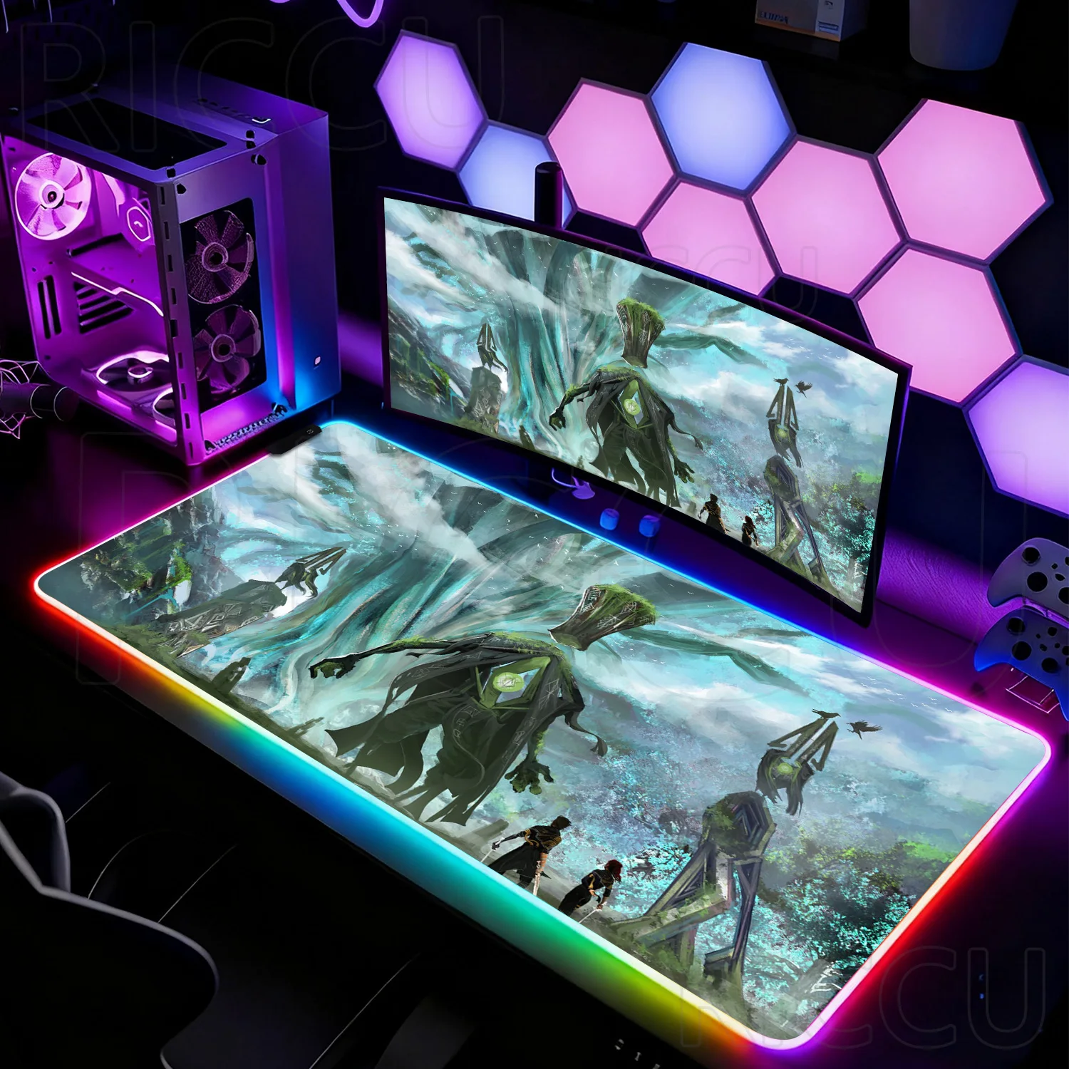 RGB لعبة كلير Obscur إكسبيديشن 33 ألعاب 400X900mm XXL ماوس الوسادة لوحة المفاتيح LED مسند الماوس الألعاب ملحقات الكمبيوتر توسيع حصيرة مكتبية #2