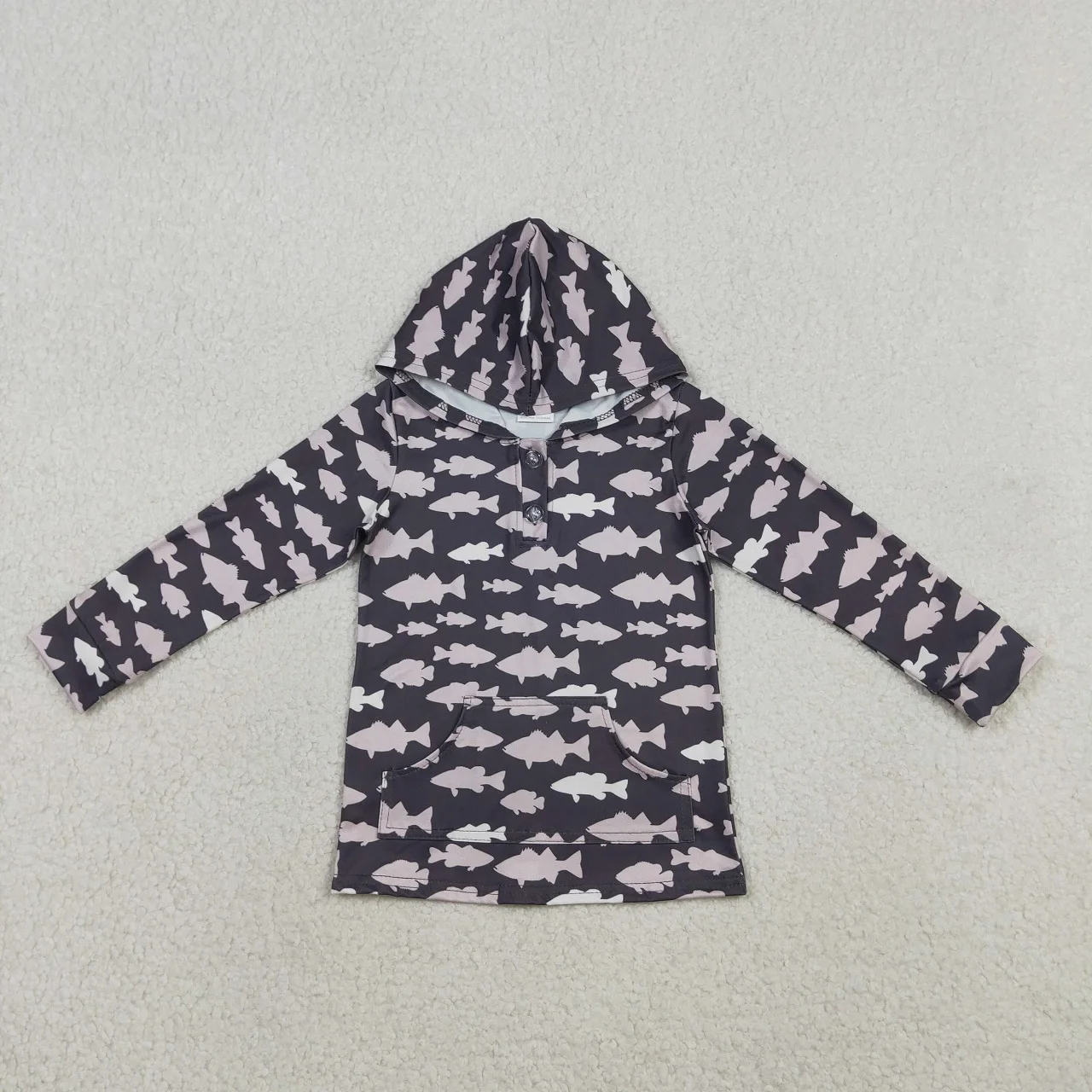 Wholesale Infant Baby Boys Girls Long Sleeves Clothing Shirt Toddler Children Fish Hoodie Pullover Kids T-shirts