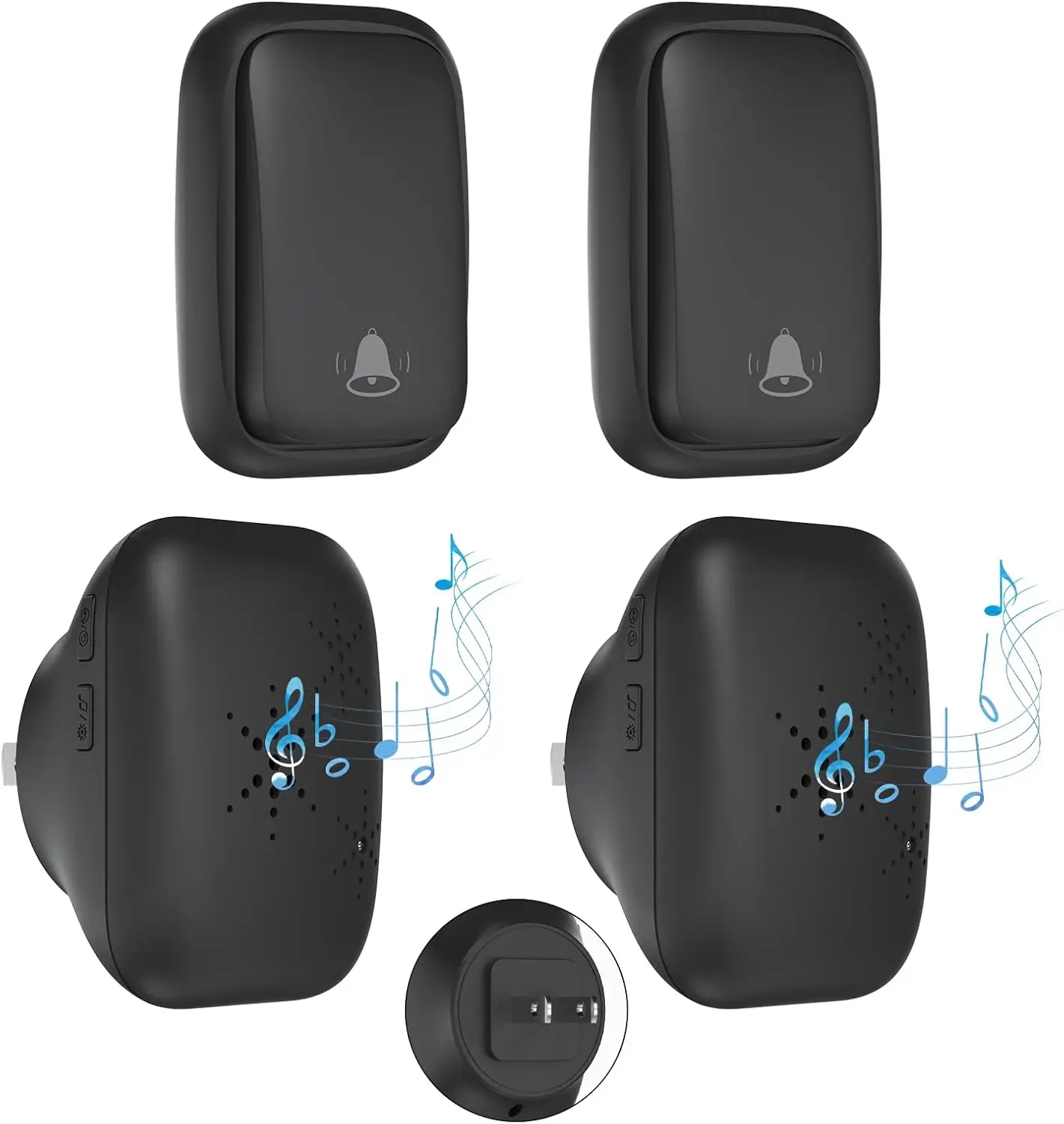 

Беспроводной дверной звонок с автономным питанием, вилка стандарта США, радиус действия 100 м, 38 мелодий, водонепроницаемый, для дома/офиса