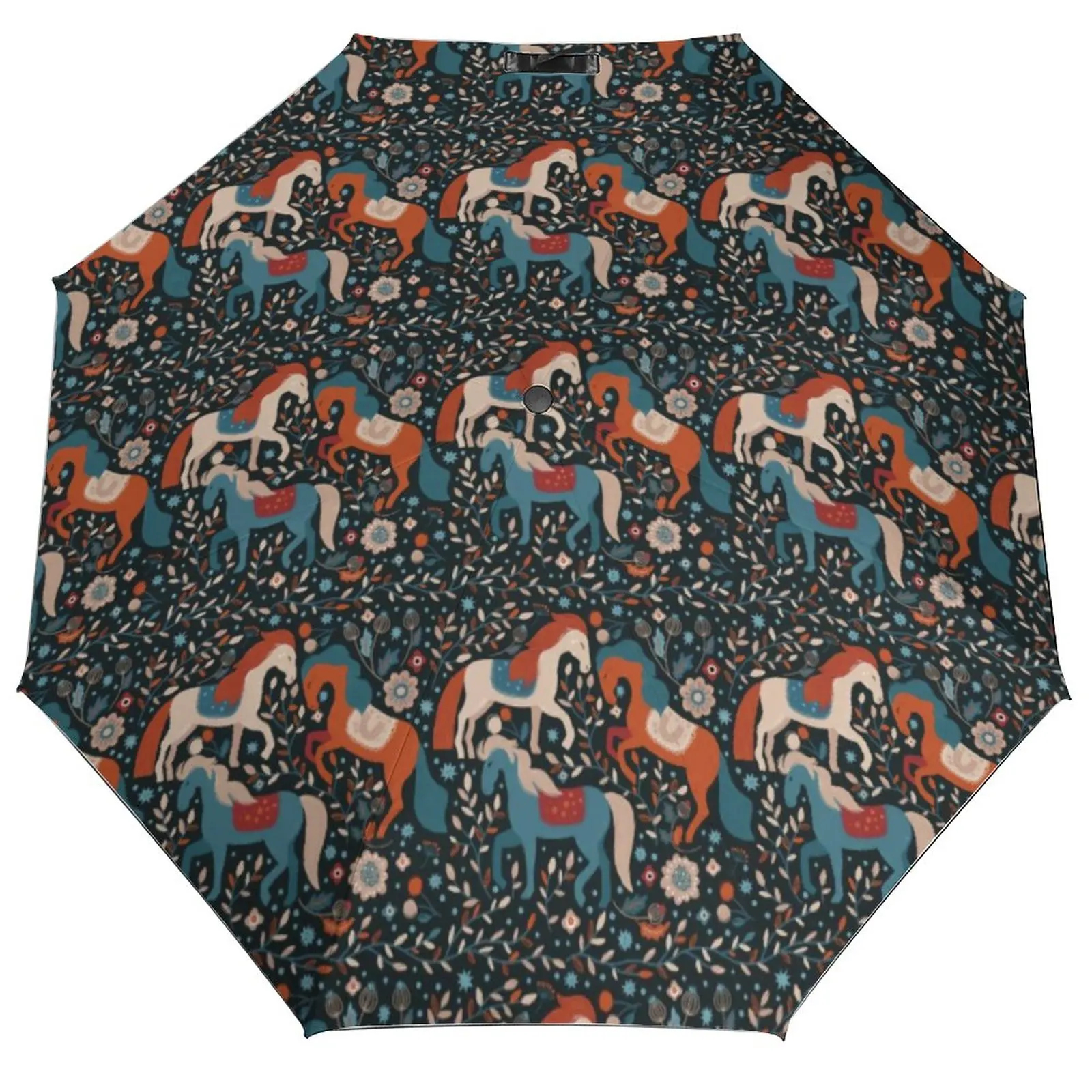 Nordic Horse Umbrella Funny Animal Print Automatic Wind Proof Umbrella Elegant Design Trekking Compact Umbrella