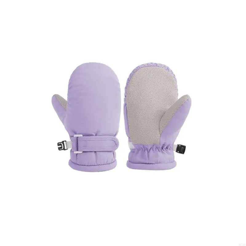 97BE قفازات مقاومة للماء مبطنة بالقطيفة للأطفال الرضع مغامرة الثلج تصميم نونسليب سهل الإمساك قفازات دافئة