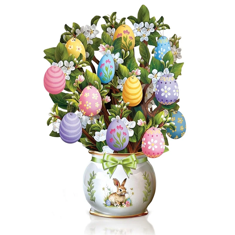

AK51-Paper -Up Cards, Easter Egg Tree, Life Sized Forever Flower Bouquet 3D Popup Greeting Cards With Blank Note Card