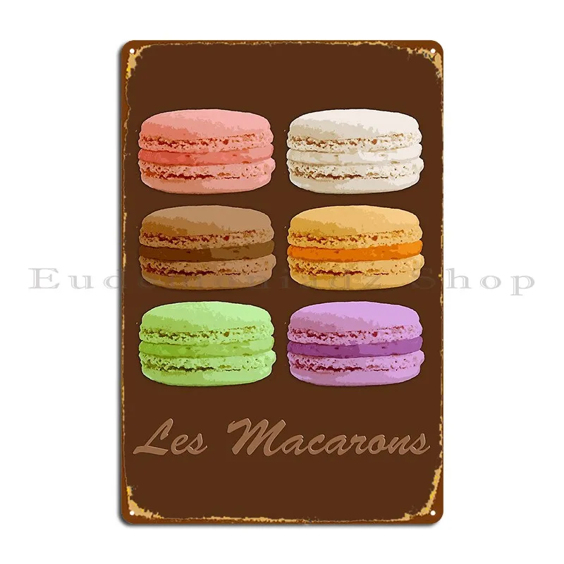 French Macarons Multi Colored Pastels Metal Plaque Poster Mural Club Rusty Club Create Tin Sign Poster