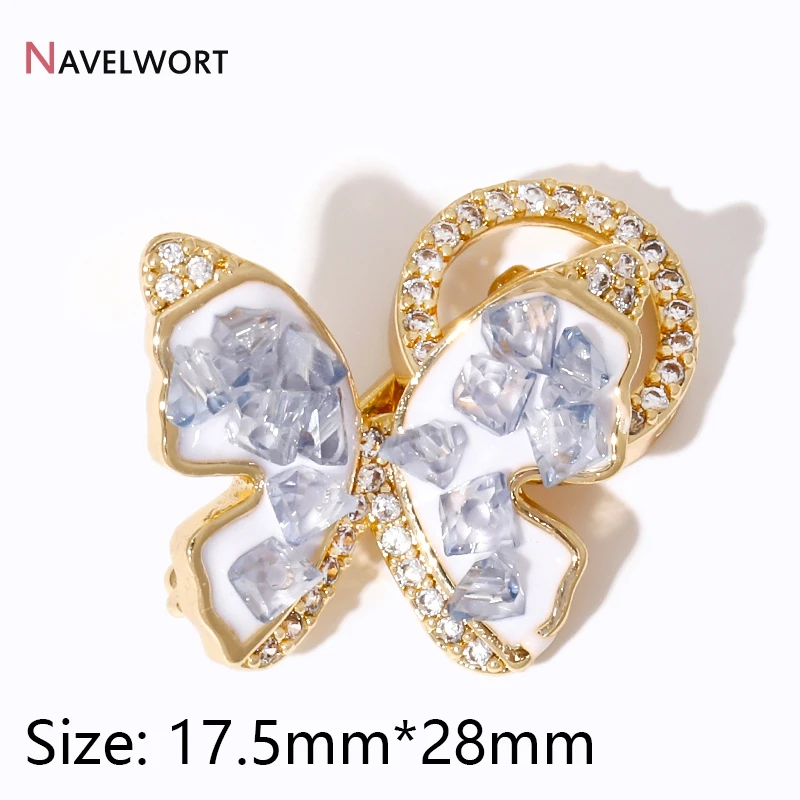 18K Gold Plated Butterfly Shape Connector Clasp For Beaded Necklaces,Inlaid Zircon Pearl Necklace Clasps,DIY Jewelry Materials