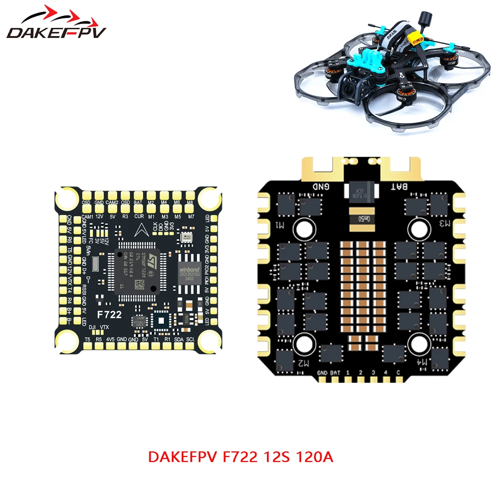 DAKEFPV F722 Flight Control FC 3-12S 100A 120A 4in1 ESC F722 STACK 30x30mm ICM42688 Gyro For Remote Control FPV Racing Drone