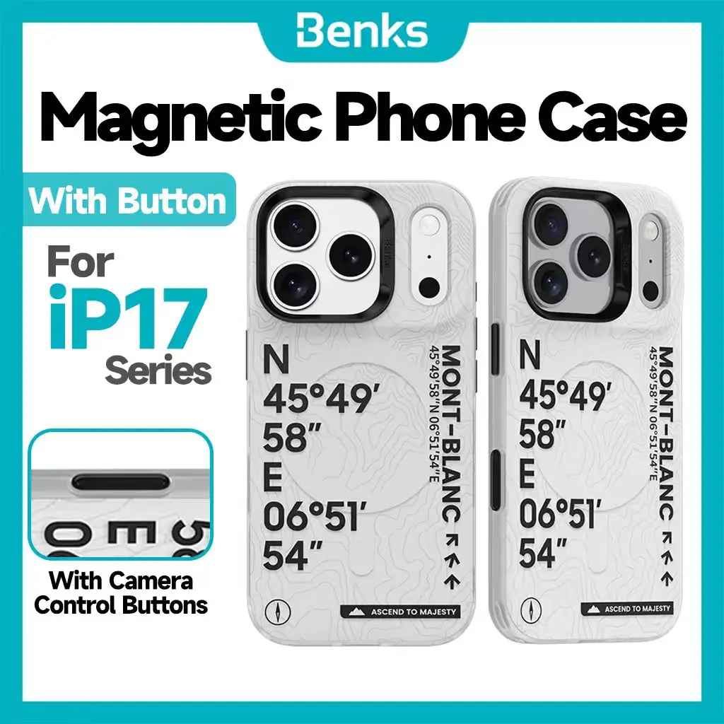 

Магнитный чехол для телефона Benks для IPhone 17 Pro Max, рамка из ТПУ, защита от падения, амортизация, персонализированный крутой забавный стиль, Cassing