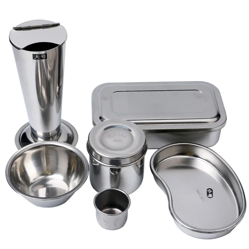 Double eyelid tools disinfection box, square plate, large size, thickened stainless steel instrument, waist plate, cotton cylind