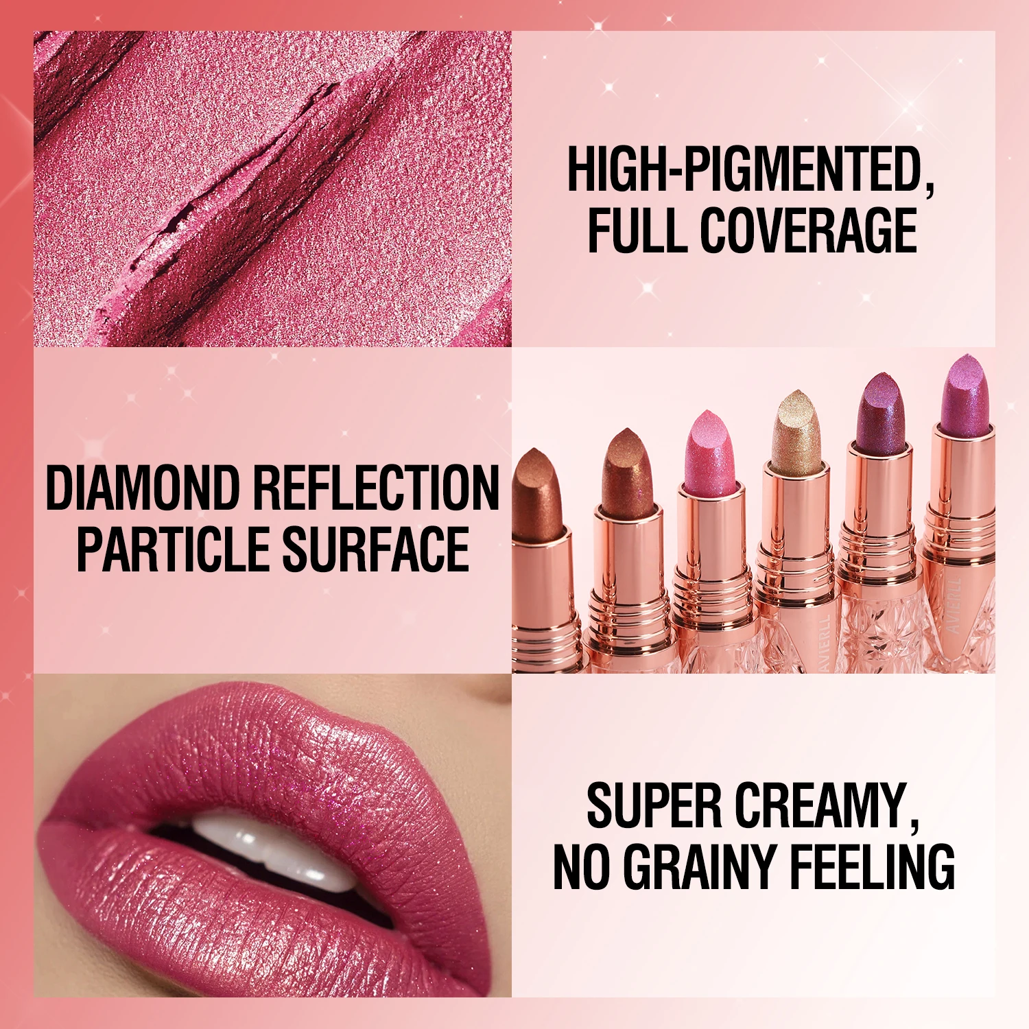 Fine Glitter lipstick, quicksand gold lipstick, moisturizing silky mermaid girl pink, long-lasting waterproof, grapefruit orange