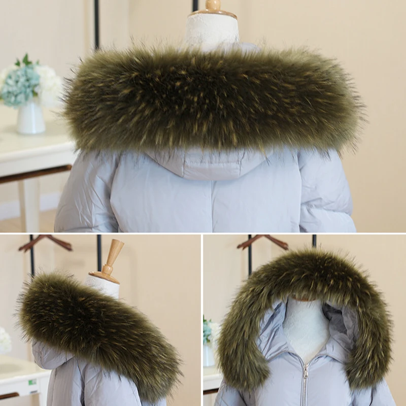 Faux Fur Collar For Women Men Winter Warm Fur Scarf Fluffy Fake Coat Fur Collar Down Jackets Hood Fur Decor Shawl Accessories