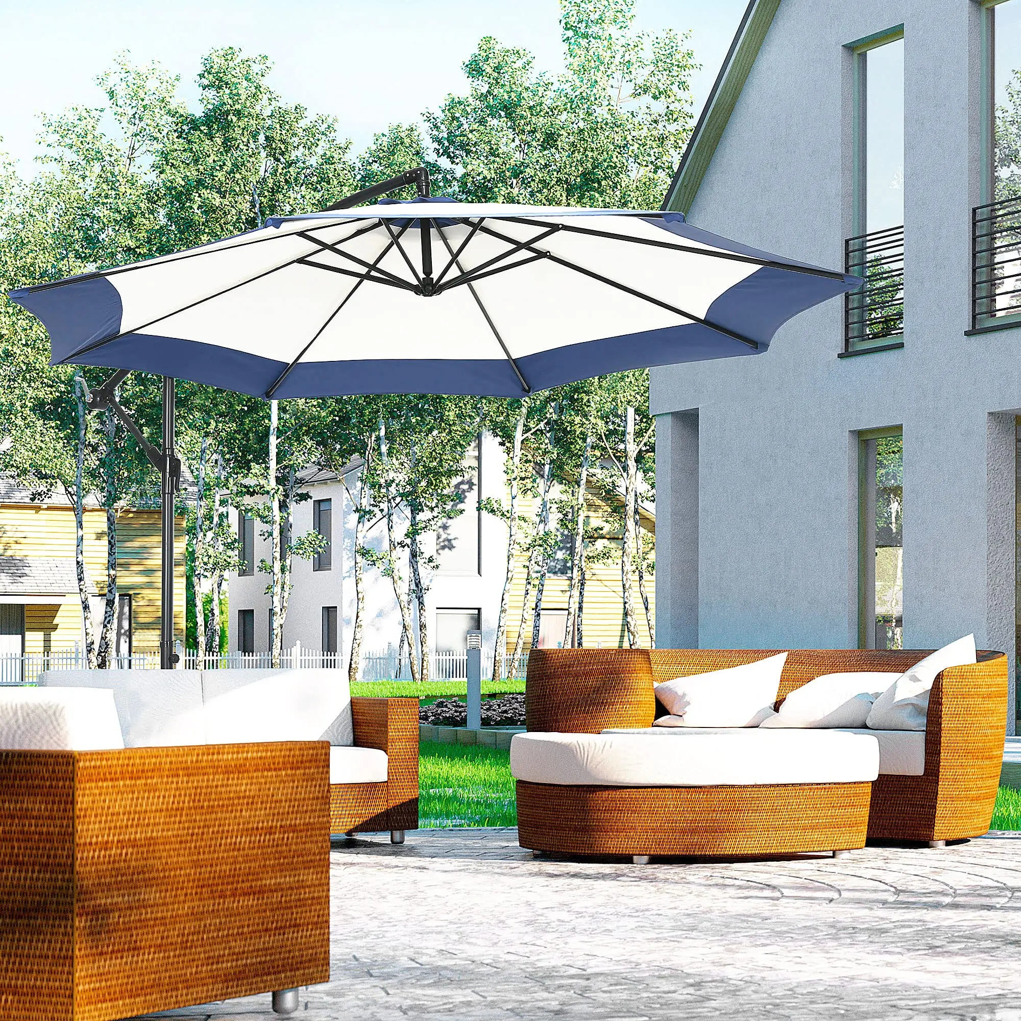 High Quality Outdoor Luxury Garden Metal Cantilever Patio Parasol Parasol with Various Color Canopies Mail Order