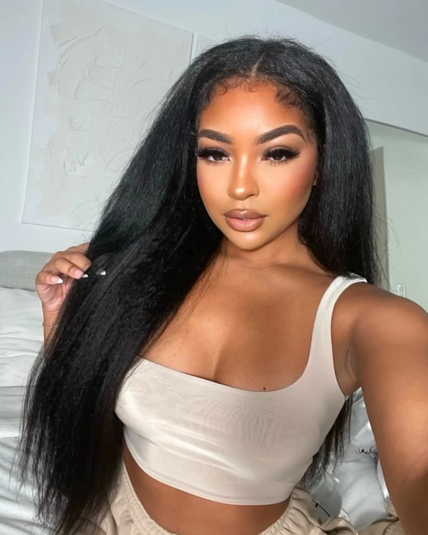 13 × 4 Wig Renda Depan Transparan Rambut Manusia Wig Rambut Manusia Lurus Keriting 5 × 5 Wig Pra Pencabutan untuk Wanita 1B