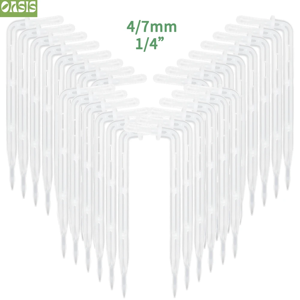 OASIS 50X Transparent Bend Arrow 1/4'' 4/7mm Hose Dripper Drip Emitter Water Saving Sprinkler Garden Micro Irrigation Greenhous