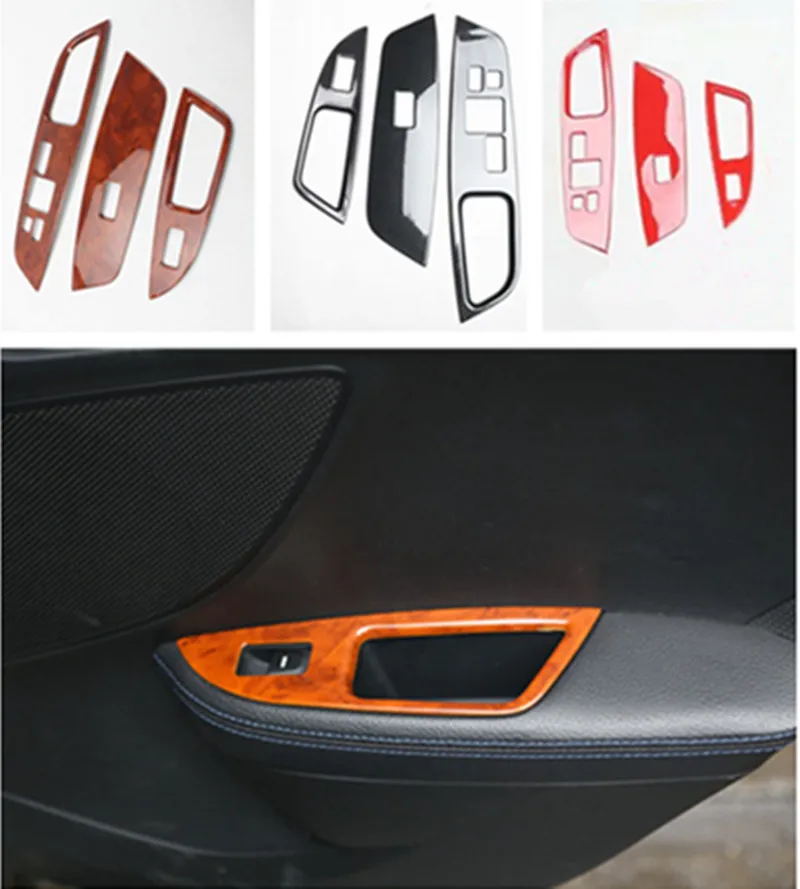 

3pcs/lot Car stickers ABS carbon fiber grain Decorative frame for glass lift switch for 2011-2016 Hyundai Veloster Hatchback