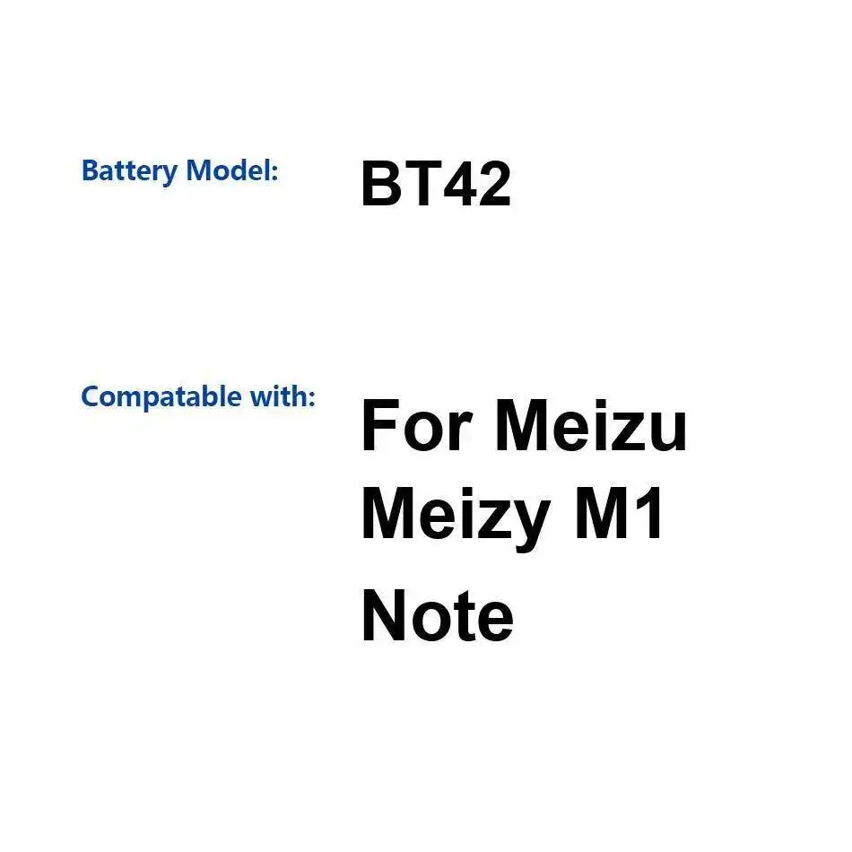 

For Meizu Meizy M1 Note Mobile Phone Battery BT42 Premium Replacement 3100Mah