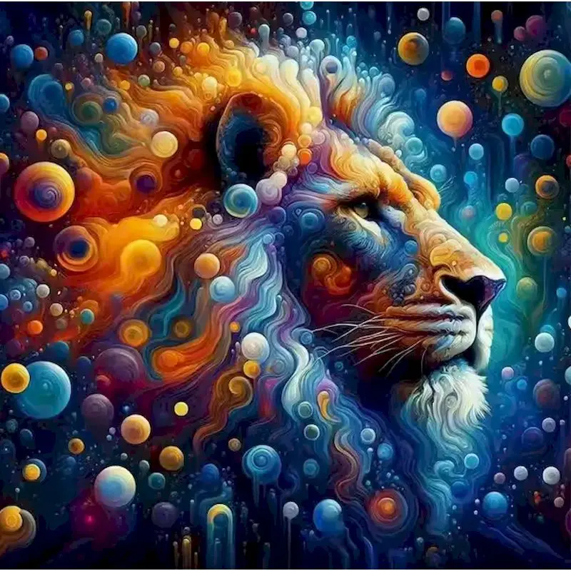 

GATYZTORY New Arrival Diamond Painting Lion Animal Cross Stitch Set Mosaic Picture Rhinestones Embroidery Wall Decoration