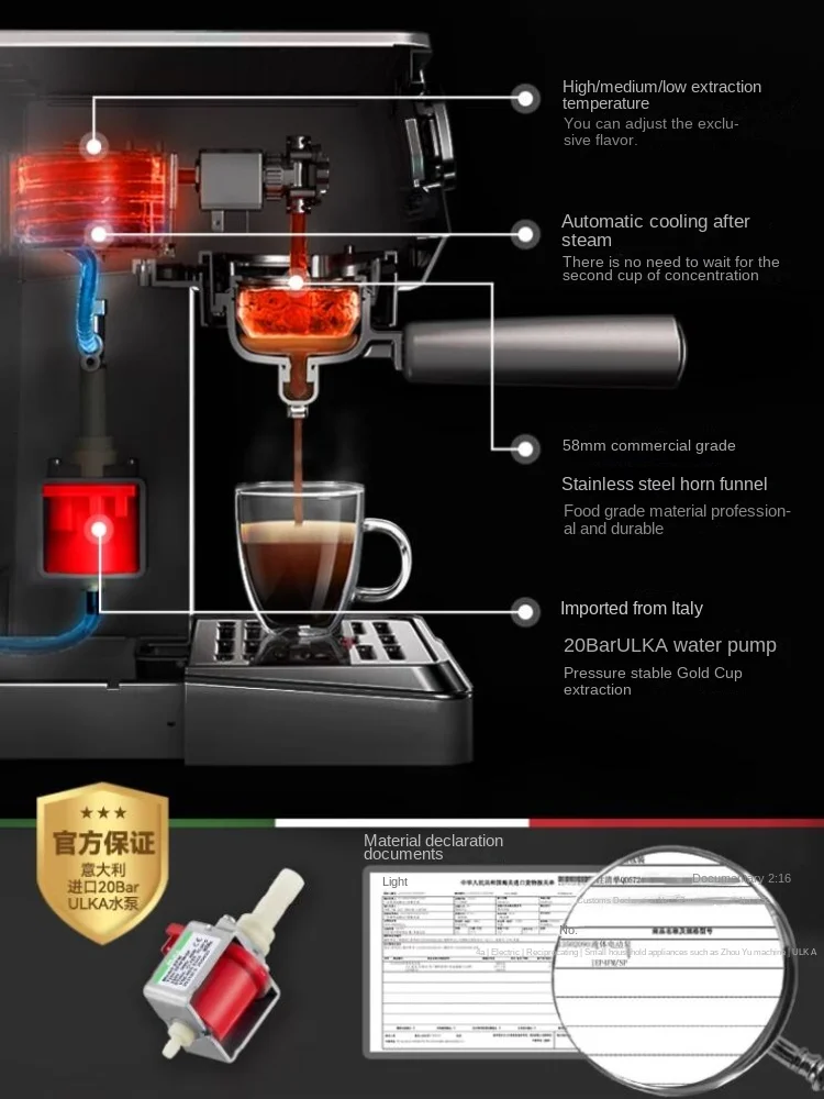 Tuni E3 coffee machine Small espresso Americano all-in-one machine full semi-automatic steam milk foam 58MM