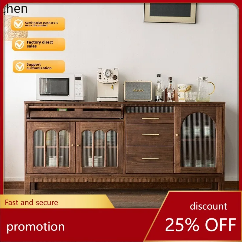 

ZML side cabinet, all solid wood retro style, integrated storage against the wall, large-capacity locker