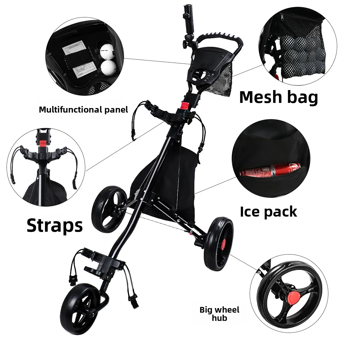 عربة حقيبة الجولف قابلة للطي مع حامل مظلة غلاية #2