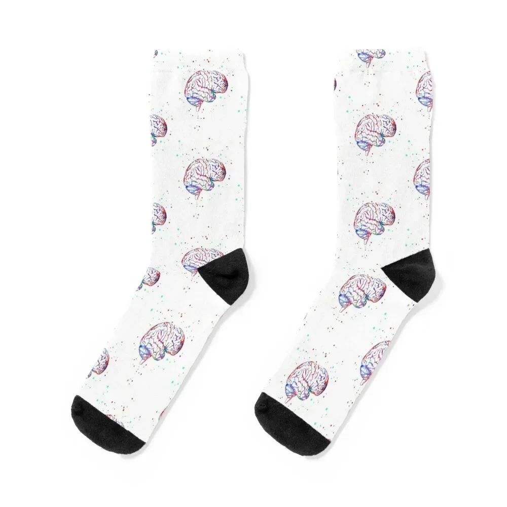 

Brain anatomy, medical art, watercolor Brain, Brain print Socks New year's Run kids Socks Girl Men's