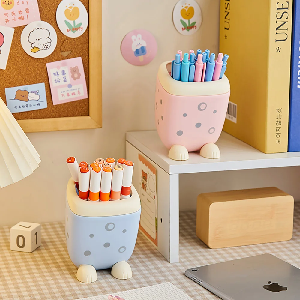 Cute Desktop Organizer Creative Desktop Accessories Plastic Pen Holder Storage Box Desk Storage Supplies Room Decor easter