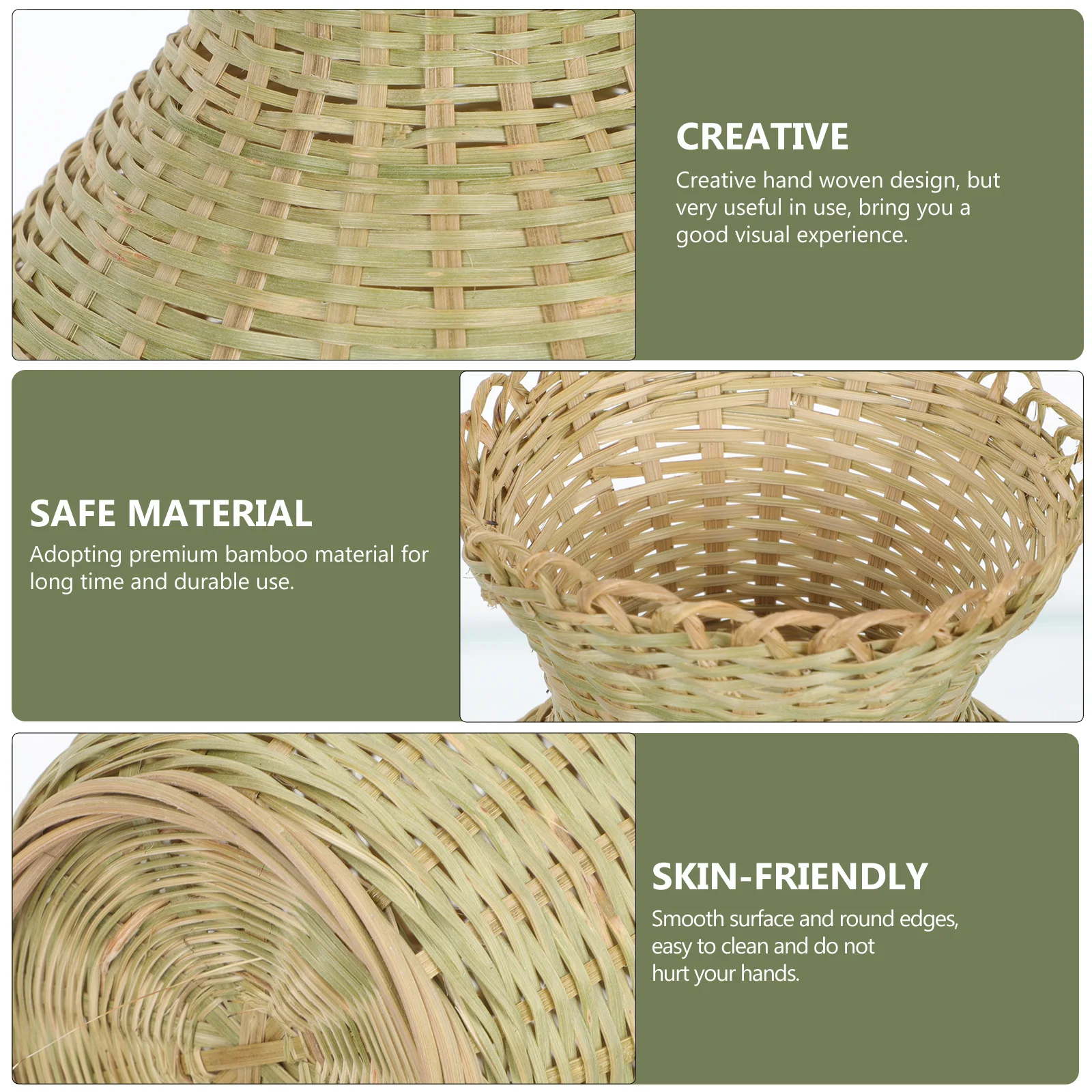 

Bamboo Woven Flower Vase Handmade Home Decoration Office Tabletop Flower Basket Elegant Arrangement