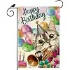 Cat Balloon Gifts Birthday Garden Flag Double Sided Yard Decor 12x18In llz