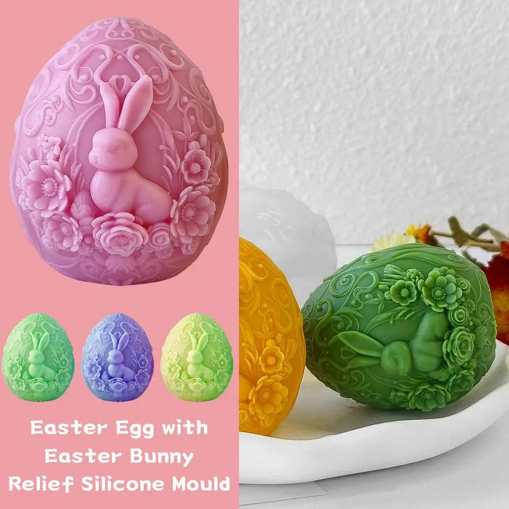 

3D пасхальный кролик яйцо свеча силиконовая форма подарки ручной работы форма украшения смола пластырь X0I8